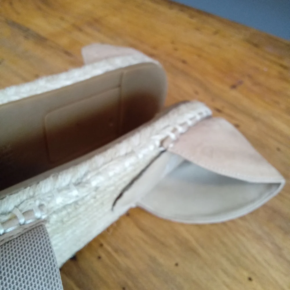 Eileen Fisher Lady Tumbled Tan Nubuck Espadrille Shoes Size 7